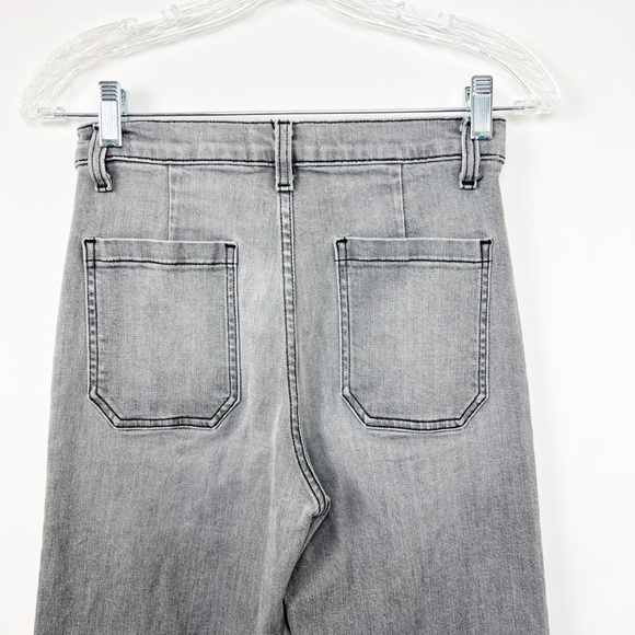 Nili Lotan Women's Gray Florence Distressed High Rise Straight Wide-Leg Jeans 27 - Picture 7 of 8